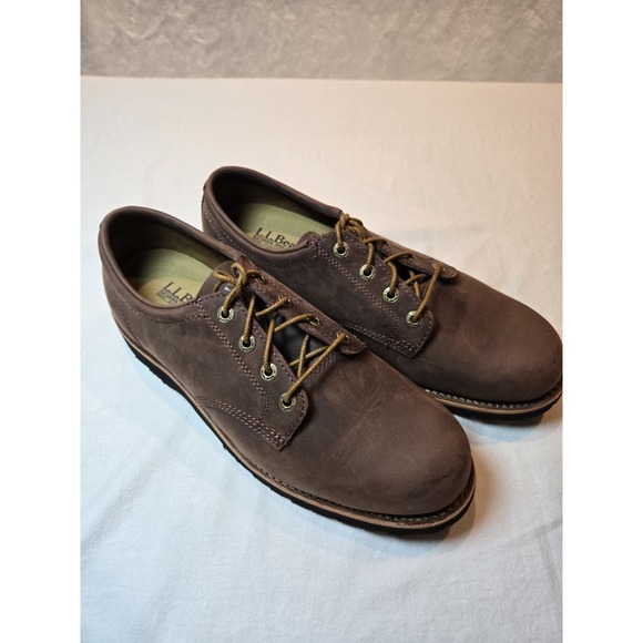 L.L. Bean Leather Shoes Mens Sixe 11 Wide Brown Katanoin Iron Works Vibram Sole - Picture 1 of 12
